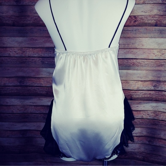 Vintage Val Mode lingerie white and black lace teddy M - Picture 2 of 7